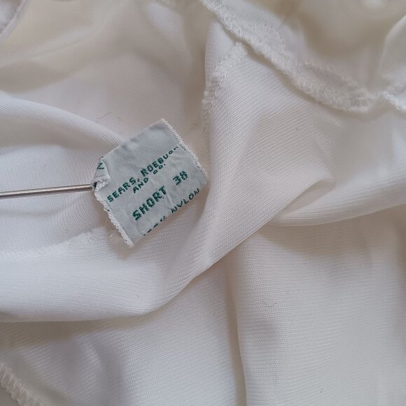 Vintage Sears Nylon Slip Dress Size 38 Short White Adjustable Straps 1960's - Picture 12 of 12